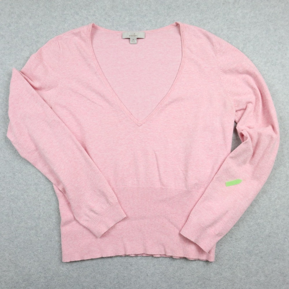 Caslon Sweater Womens‎ XL Lightweight Pullover Knit Deep V-Neck Pink Long Sleeve